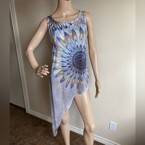 Asyemetrical Blue/Grey sheer bottom Dress or Top